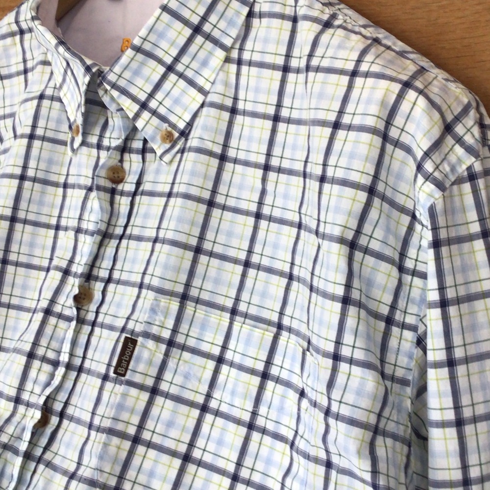 Barbour Men's Checkered Shirt - Navy, White, Light Yellow